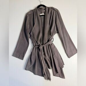 York Street by Anthropologie Y2K Draped Belted Jacket Gray L
